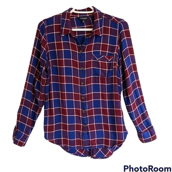 Lucky BRAND Plaid Flannel Button Down Tunic size small @G - Picture 1 of 8